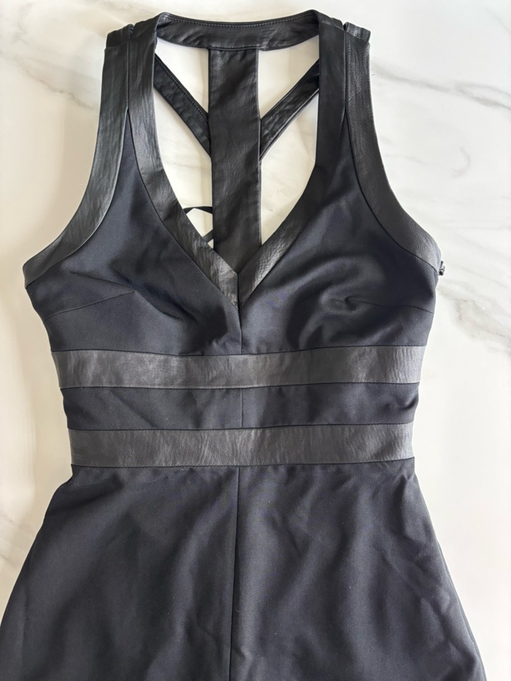 bebe Black Sleeveless Dress with Leather Trim Black Gothic size XS - Picture 2 of 10